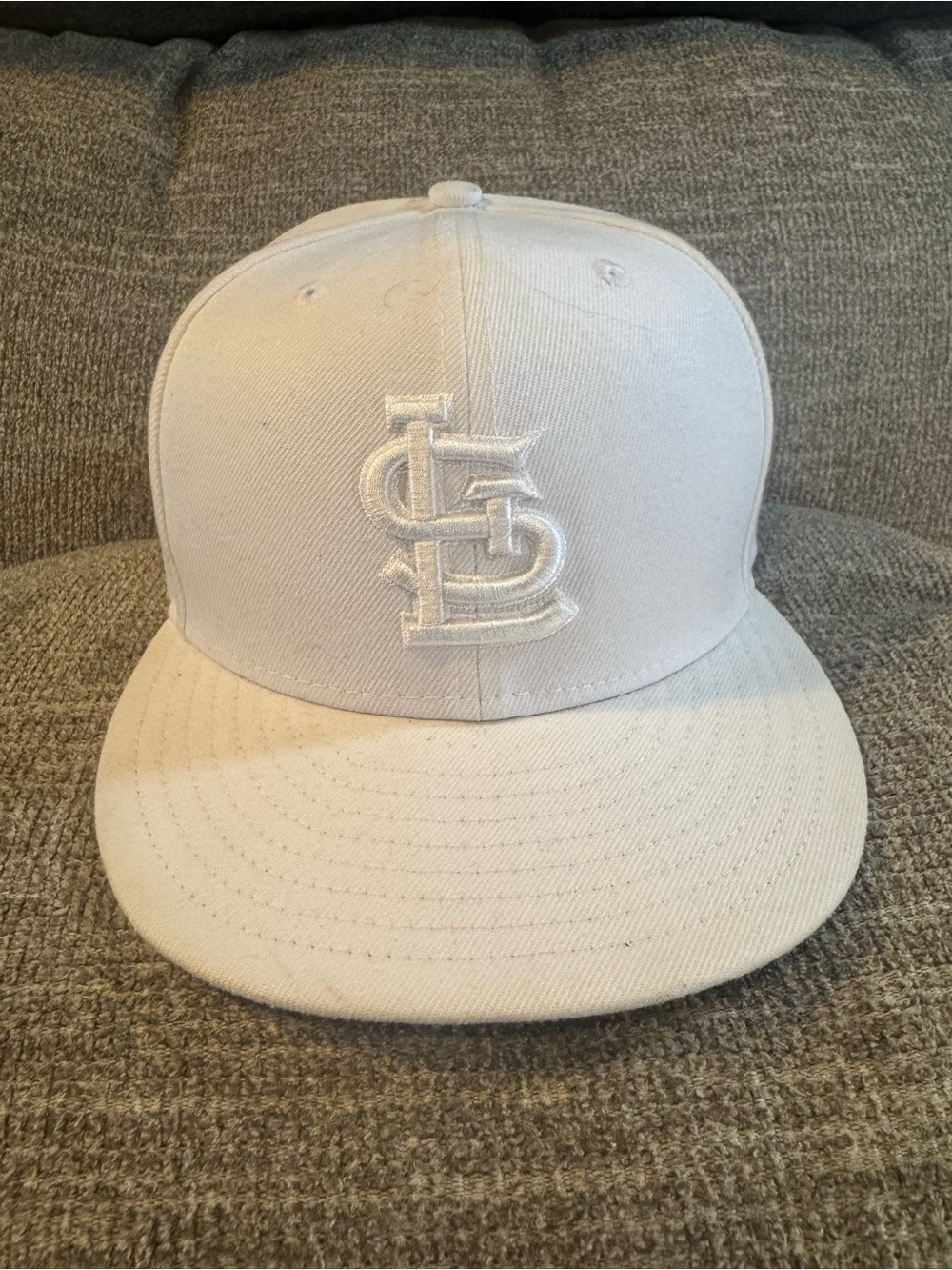 St. Louis Cardinals New Era White on White Logo 59FIFTY Fitted Hat Size 7 3/8